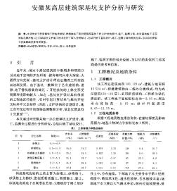 安徽某高層建筑深基坑支護(hù)分析與研究