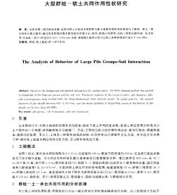 大型群樁-軟土共同作用性狀研究