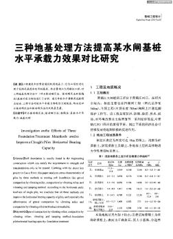 三种地基处理方法提高某水闸基桩水平承载力效果对比研究