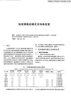 地面塌陷的模式及特殊危害