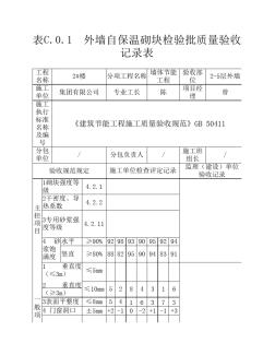 2#外墻自保溫砌塊檢驗批質(zhì)量驗收記錄表