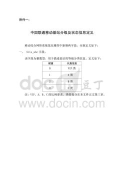 中国联通移动基站分级及状态信息定义