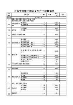江苏省公路工程安全生产工程量清单