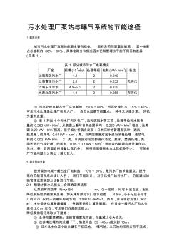 污水处理厂泵站与曝气系统的节能途径