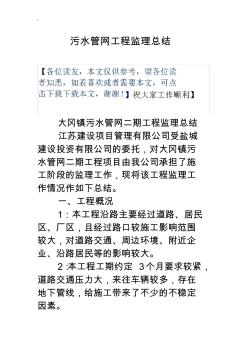 污水管网工程项目解决方法监察心得分享