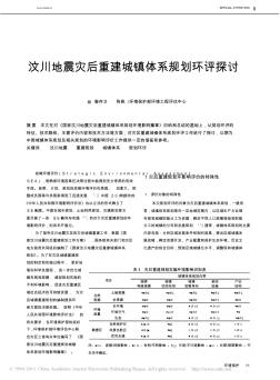 汶川地震災(zāi)后重建城鎮(zhèn)體系規(guī)劃環(huán)評探討