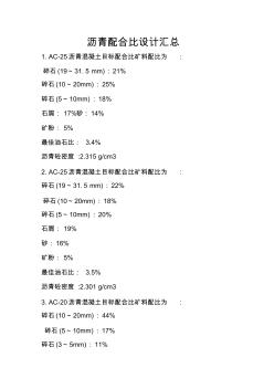 沥青配合比汇总