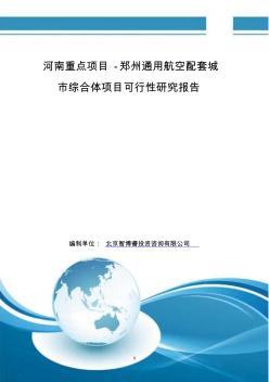 河南重点项目-郑州通用航空配套城市综合体项目可行性研究报告