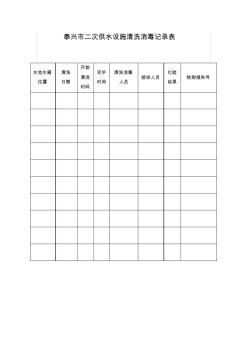 泰興市二次供水設(shè)施清洗消毒記錄表