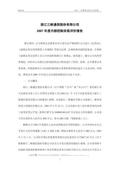 浙江三维通信股份有限公司2007年度内部控制自我评价报告
