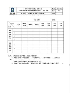 消防泵、喷淋泵每月联动试验表