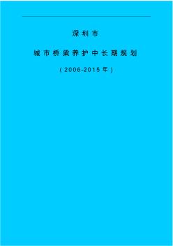 深圳市城市桥梁养护中长期规划