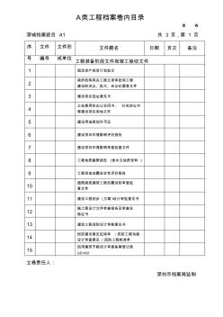 深圳市建筑工程A类工程档案卷内目录(2013版)