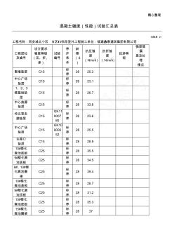 混凝土强度(性能)试验汇总表