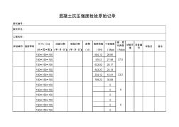 混凝土抗压强度检验原始记录表