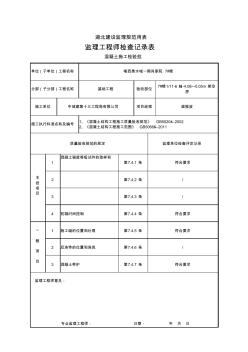 混凝土施工监理工程师检查记录