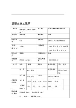 混凝土施工记录文稿表格