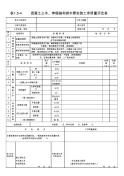 混凝土止水、伸缩缝、排水管安装工序质量评定表