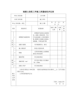 混凝土澆筑工序施工質(zhì)量驗收評定表 (2)