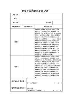 混凝土表面缺陷處理記錄1