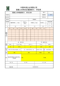 混凝土試塊強度統(tǒng)計、評定記錄表(實用)