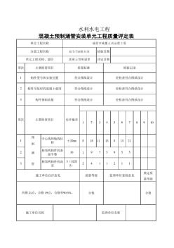 混凝土預(yù)制涵管安裝單元工程質(zhì)量評(píng)定表排水溝