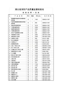 湖北省消防产品质量监督检验站(检测收费一览表)