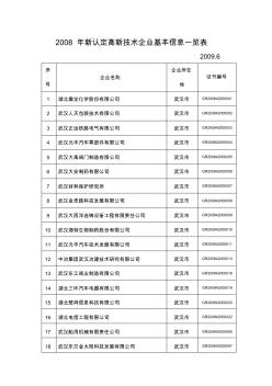 湖北省高新技术企业名单