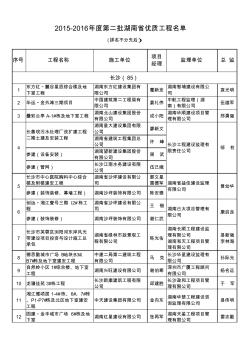 湖南省优质工程名单2015-2016第二批