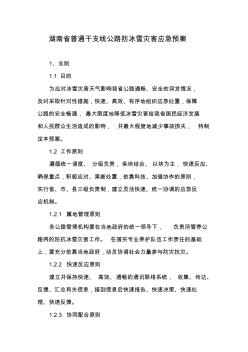 湖南省普通干支线公路防冰雪灾害应急预案