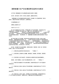 湖南省重大生产安全事故责任追究补充规定