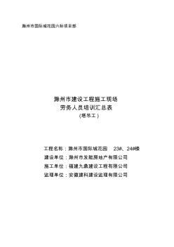 滁州市建设工程施工现场劳务人员培训汇总表(塔吊工)