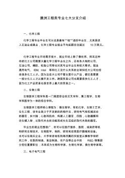 澳洲工程类专业七大分支介绍