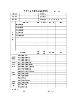 火灾自动报警系统调试报告编号：