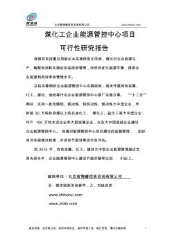 煤化工企業(yè)能源管控中心項(xiàng)目可行性研究報(bào)告