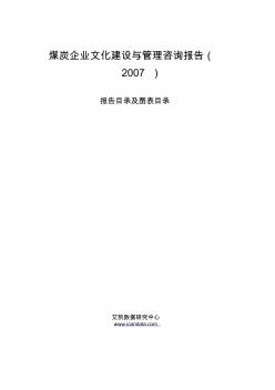 煤炭企业文化建设与管理咨询报告(2007)
