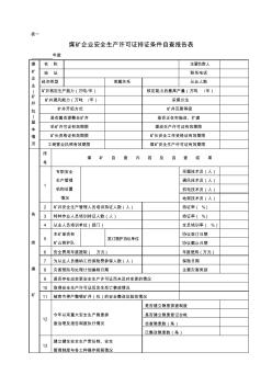 煤矿企业安全生产许可证持证条件自查报告表