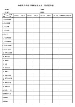 物料提升机运行记录登记表