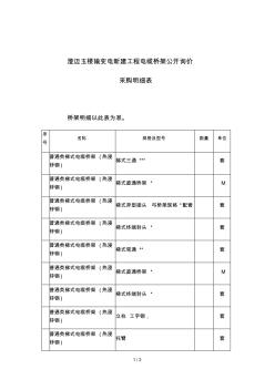 玉楼电缆桥架明细表