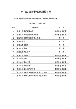 现场监理资料收集归档目录