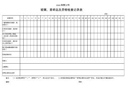 玻璃、易碎品及异物检查记录表