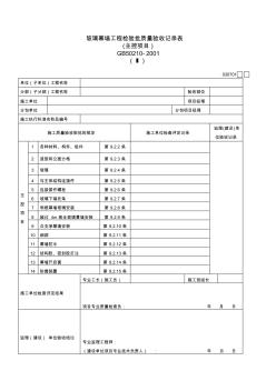 玻璃幕墙工程检验批质量验收记录表(主控项目)Ⅰ