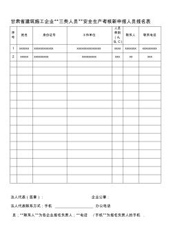 甘肃省建筑施工企业“三类人员”表新