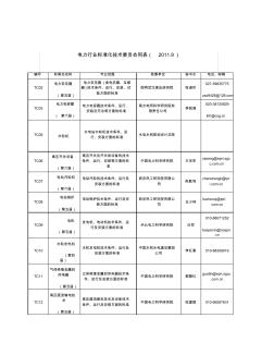 电力行业标准化技术委员会列表(2011.9)