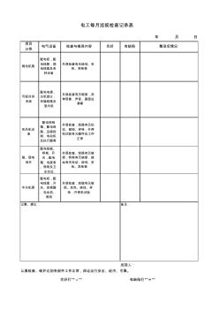 电工月巡视检查记录表