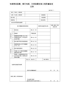 電梯懸掛裝置、隨行電纜、補償裝置安裝工程質(zhì)量驗收記錄