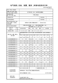 电气线路(设备、装置、器具)绝缘电阻测试记录-GD3010246