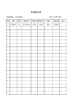 电气设备停电票登记表