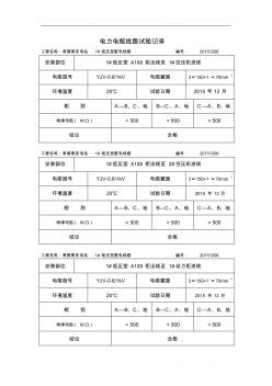 电缆试验报告_低压绝缘阻值试验