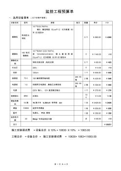 监控工程预算单